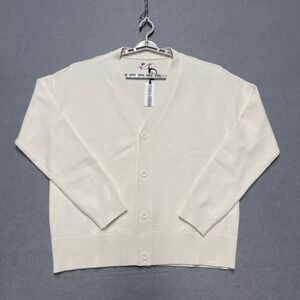 FILA Cardigan Sweater Men Champagne White XL Casa Baseline Oversized Heavyweight